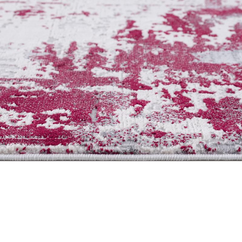 8' X 10' Red And Gray Abstract Shag Area Rug, Rectangle 8' x 11'