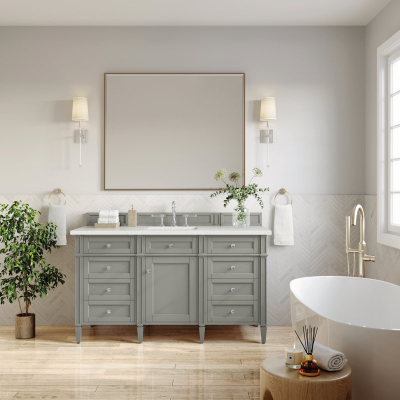 Brittany 60'' W Single Vanity, Burnished Mahogany, Lime Delight, 8" Widespread