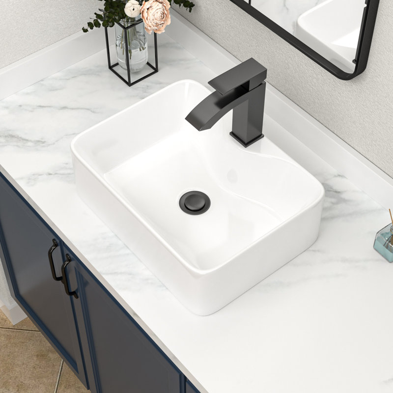 Lavabo de salle de bain à vasque en céramique avec comptoir 16 po x 12 po avec robinet