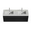 Meuble-lavabo Grace de 60 po avec lavabo à surface solide brillante et tiroirs souples, meuble-lavabo mural flottant pour salle de bain moderne, lavabo une pièce brillant-115672255