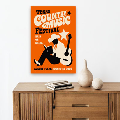 Retro Texas Country Cowboy Retro Vintage Abstract Landscape Nature Wall Art Print by Patryk Krygowski - Wrapped Canvas Print