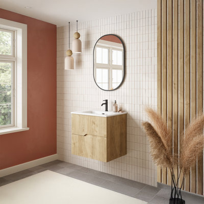 Tulipa C60 Wall Mounted Vanity in Natural Oak