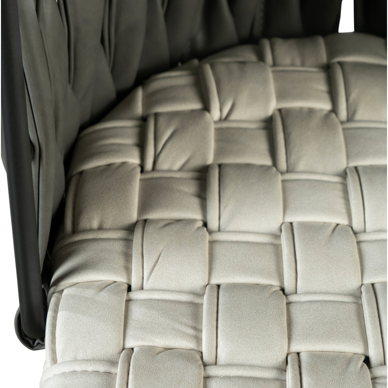Ensemble de chaise de salle à manger avec accoudoirs tressés Tyrone, Noir, Similicuir gris / blanc
