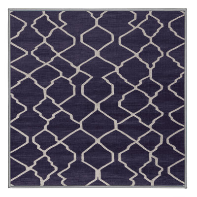 Machine Washable Trellis Purple Area Rug