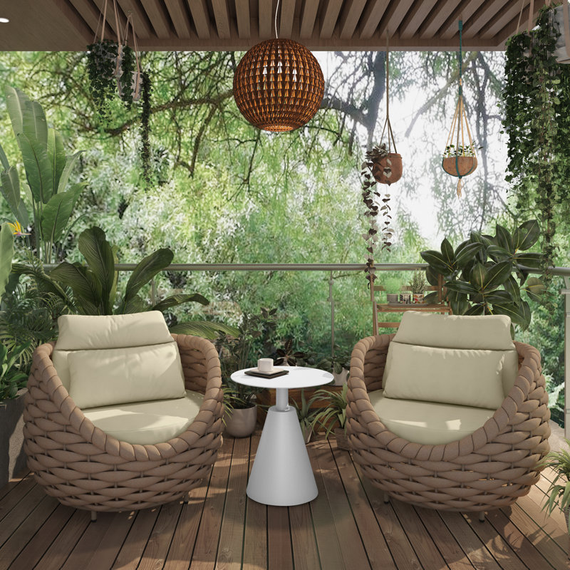 Templa Aluminum Round Outdoor Side Table, White, White