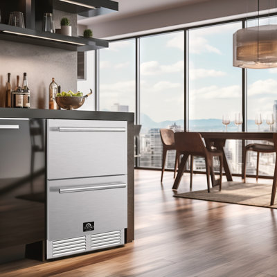 Tiroir-congélateur à tiroirs intérieur / extérieur 24 po avec machine à glaçons Forno Coserza, 4,69 pi³