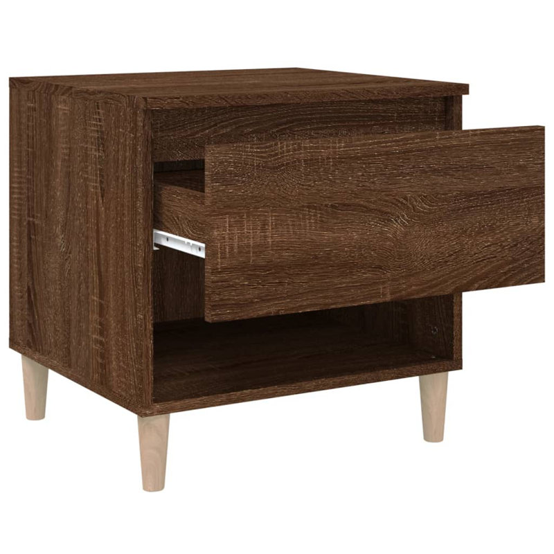 Ricarda 50cm W Solid + Manufactured Wood Bedside Table, Brown Oak