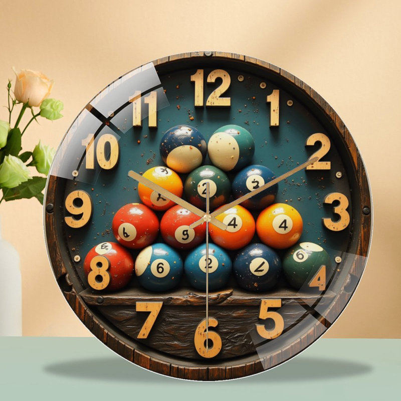 Horloge murale de table de billard rétro 12 po