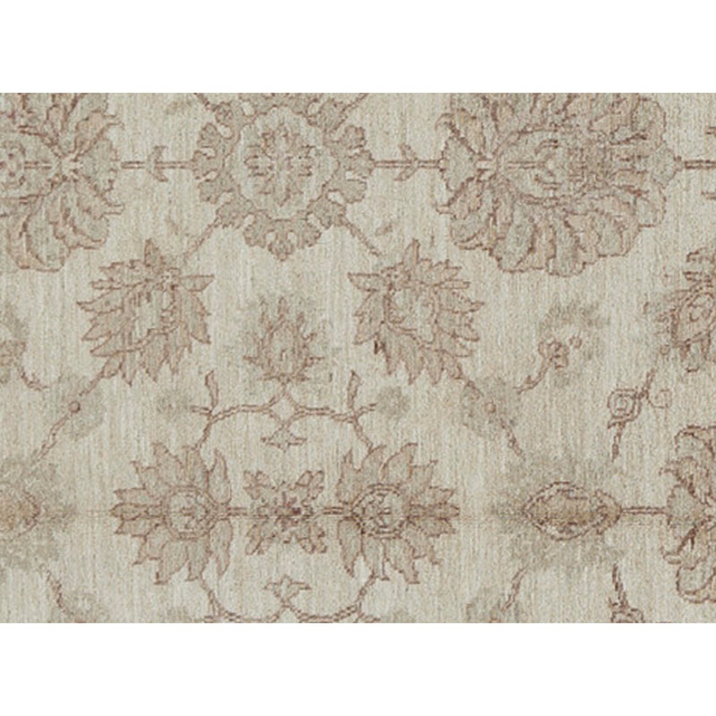 Hand Knotted Wool Area Rug in Cream