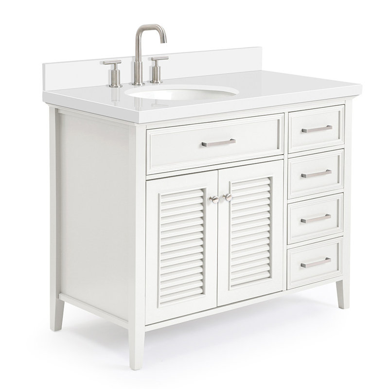 Kensington 43'' W Single Vanity, White, 36.25", White Carrara Quartz