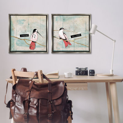 «Dream Believe Hummingbird Branch», ensemble de 2 toiles flottantes encadrées par Jace Gray