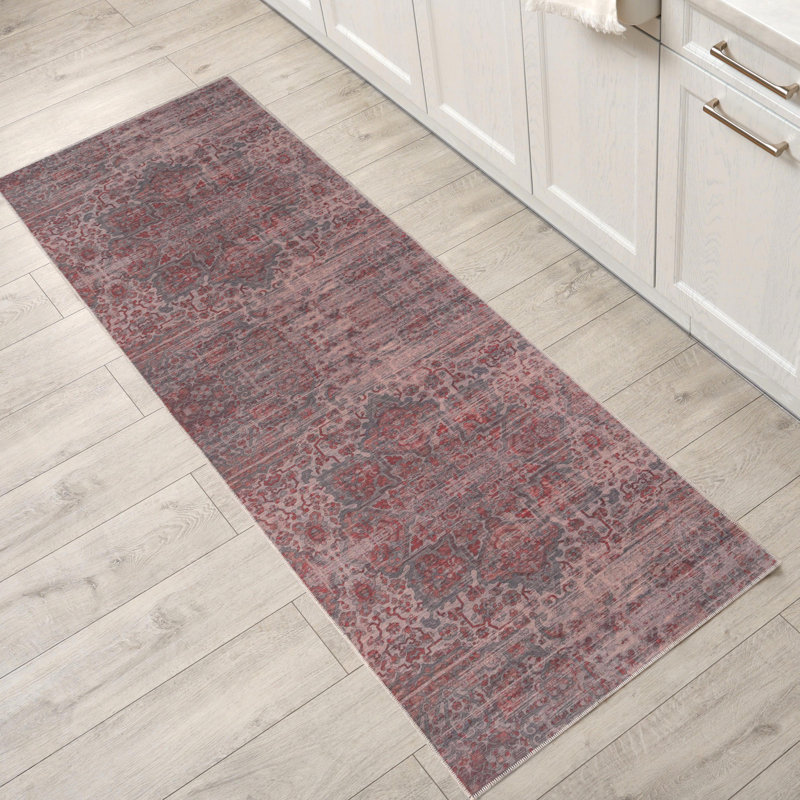 Tapis délavé bohémien délavé, Tapis de couloir 2 pi 7 po x 8 pi