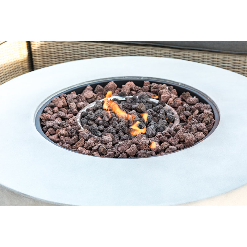 Kullan Outdoor 36" Faux Concrete Round Propane Gas Fire Pit
