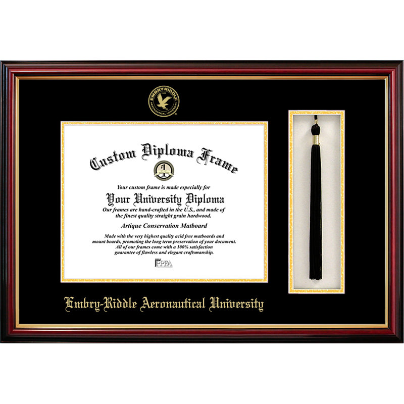 Mahogany and Gold Embry-Riddle Diploma and Tassel Frame