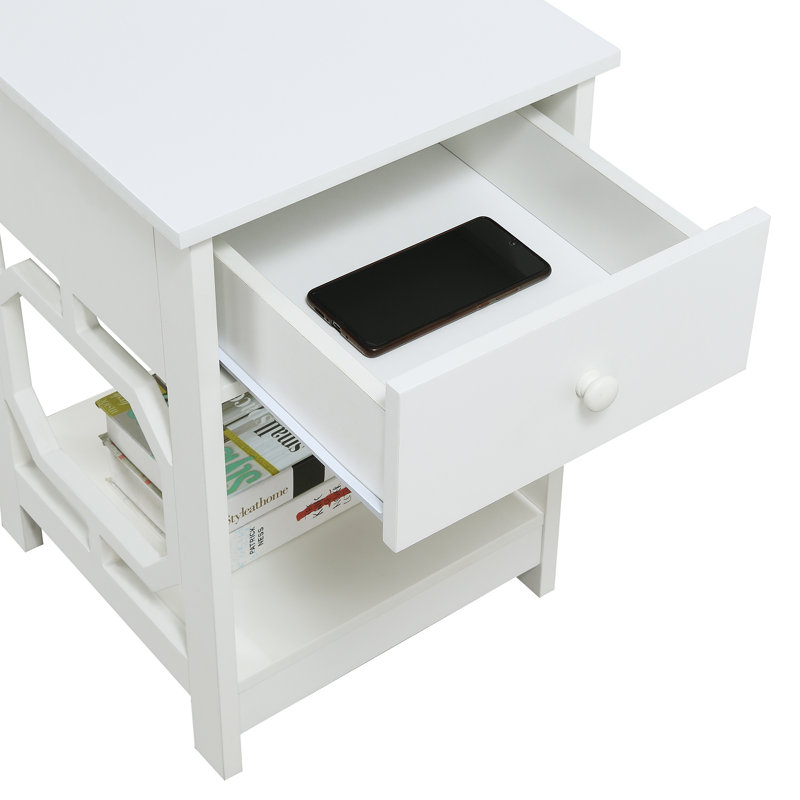 Table de bout avec rangement Gerde, Blanc