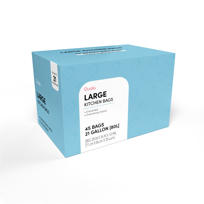 Polyethylene Plastic Trash Bags - 45 Count