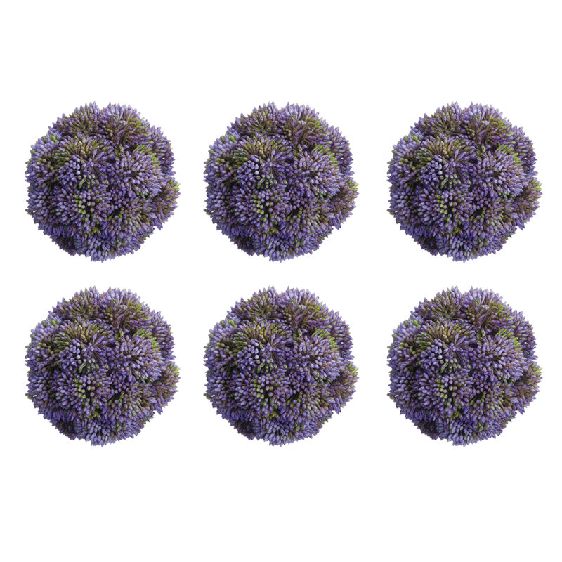 Decorative Sedum Balls (Set of 6), Purple