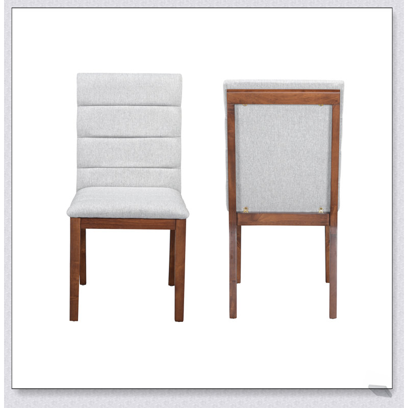 Ensemble de 2 chaises de salle à manger en noyer et capitonnées, Brun / Noyer
