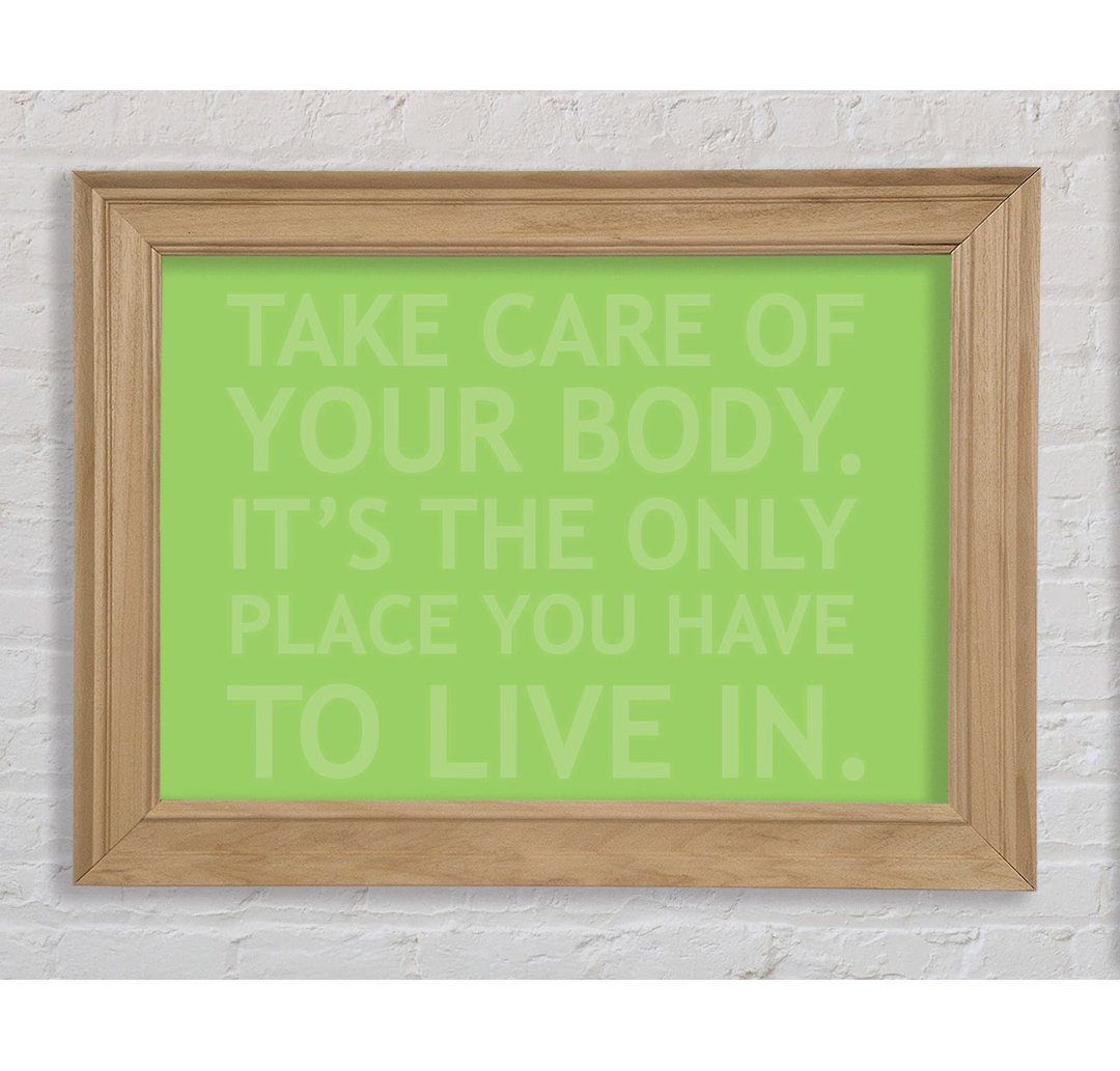 Kimonte Take Care Of Your Body Lime Green Gerahmter Druck Wandkunst