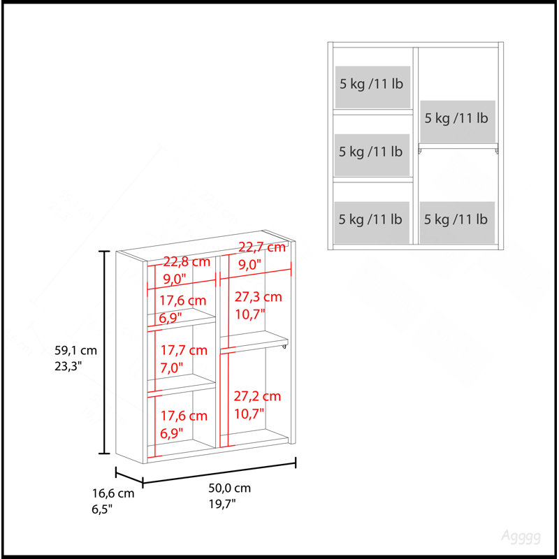 Quintana Wall-Mounted Mirror Medicine Cabinet With One Door And Four Open Compartments, White