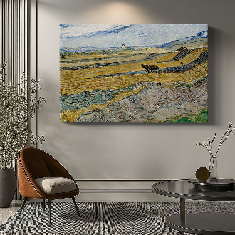 Champ clos avec charrue-Vincent van Gogh-Toile tendue avec châssis-1889, 24 x 36