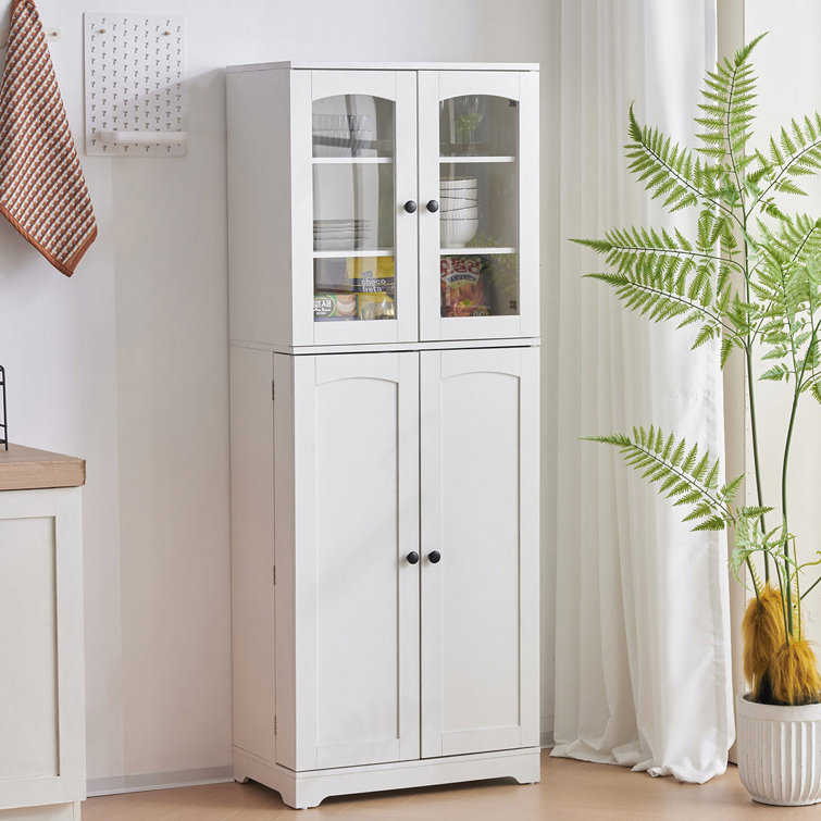 Hunsberger 23.6'' W x 67'' H x 11.8'' D Linen Cabinet with 2 Drawers, White