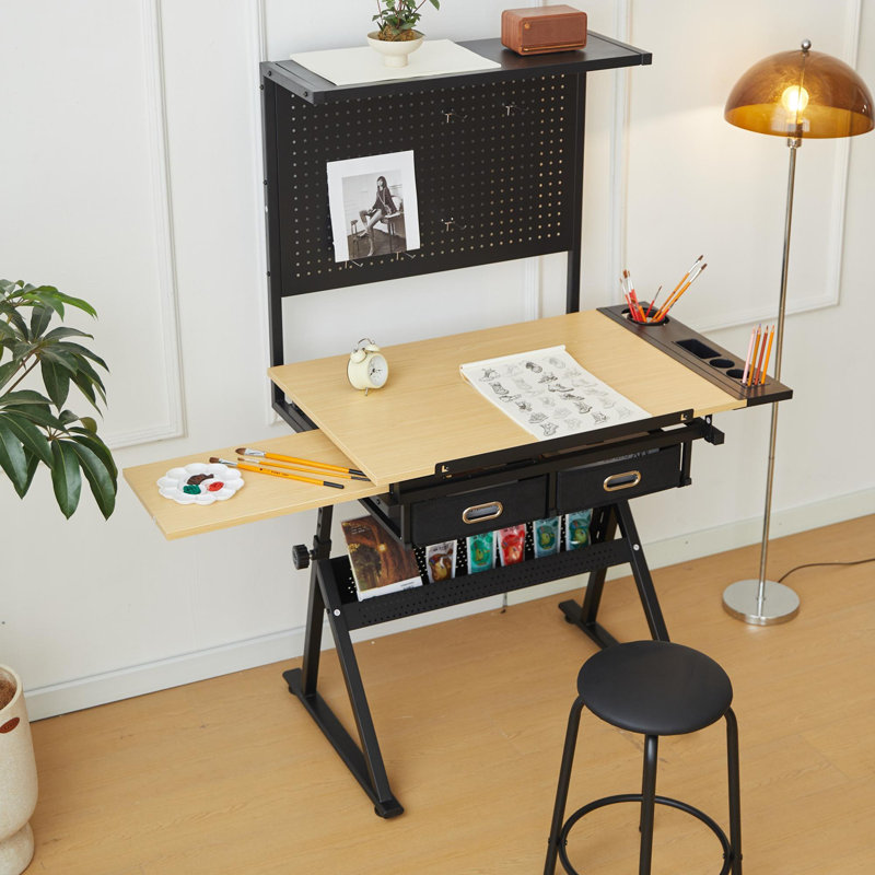 drafting table with  Metal perforated board pannel