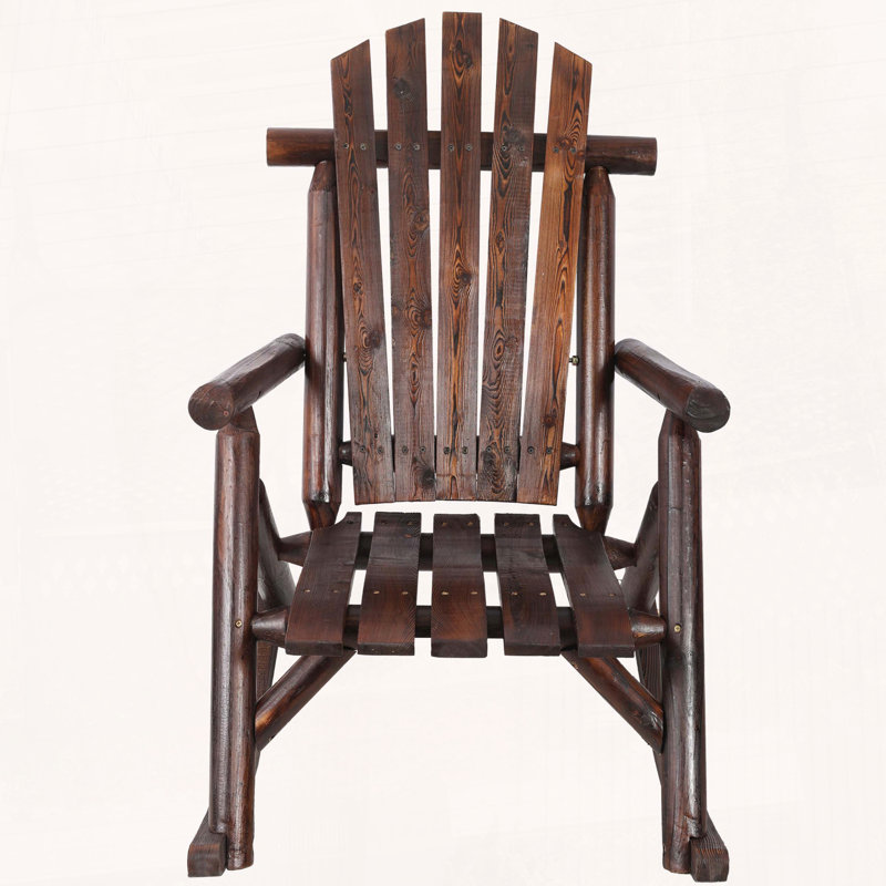 Chaise berçante en bois avec design ergonomique et dossier haut, Brun