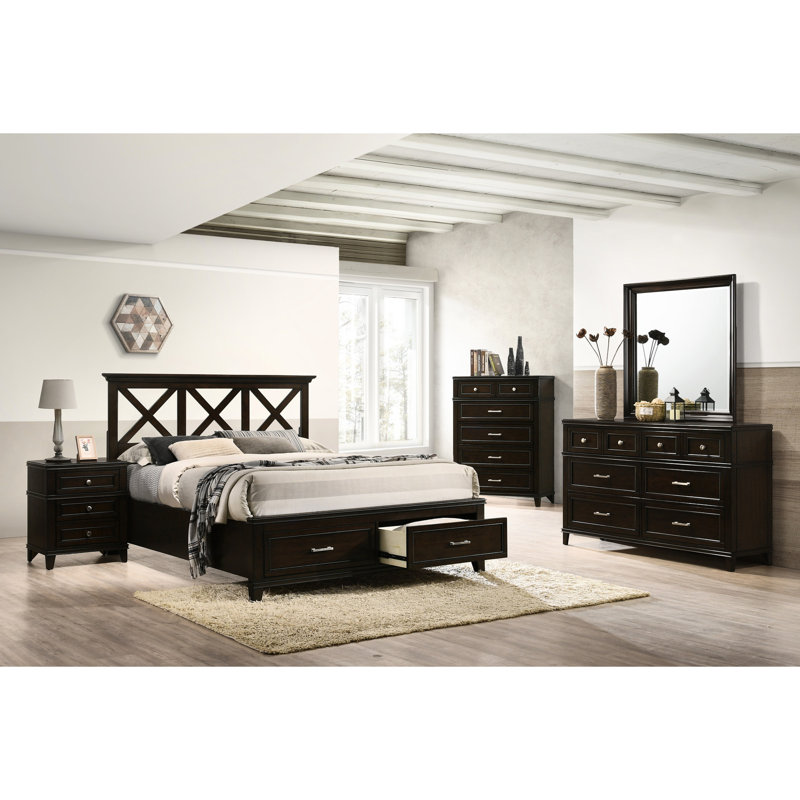 Solid Wood & King X Storage Bed - , Stylish Appeal Transitional Style