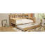 Lit de jour simple en bois avec tablettes de rangement, lit multifonctionnel avec lit gigogne simple et bureau d'étude-118022038-118022037