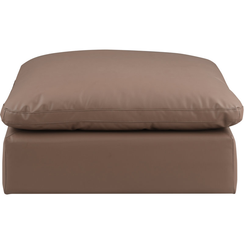 Hirrah 40" Wide Vegan Leather Rectangle Standard Ottoman, Brown Vegan Leather