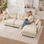 Canapé d'angle modulaire en forme de L avec pouf, tissu chenille haut de gamme, dossier capitonné, design ergonomique, installation facile, convient aux chambres, salons et coins lecture.