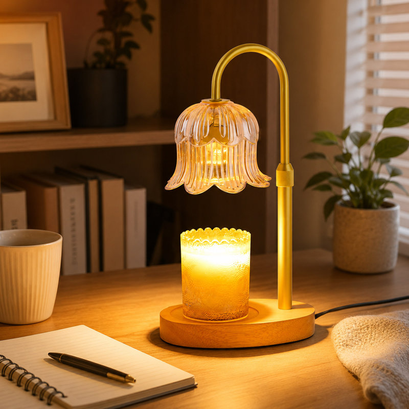 Flower Candle Warmer Lamp, Timer and Dimmable Light