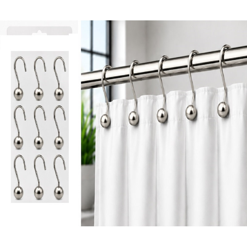 Crochets de rideau de douche ball, Nickel