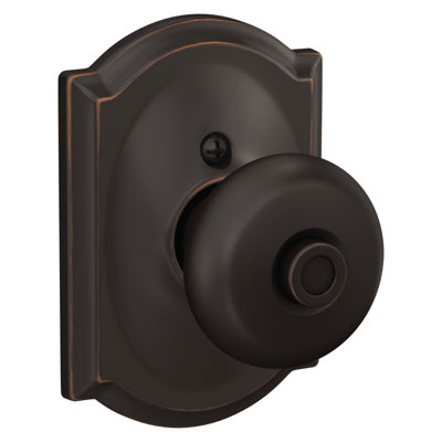 Plymouth Knob with Camelot Trim Bed and Bath Lock