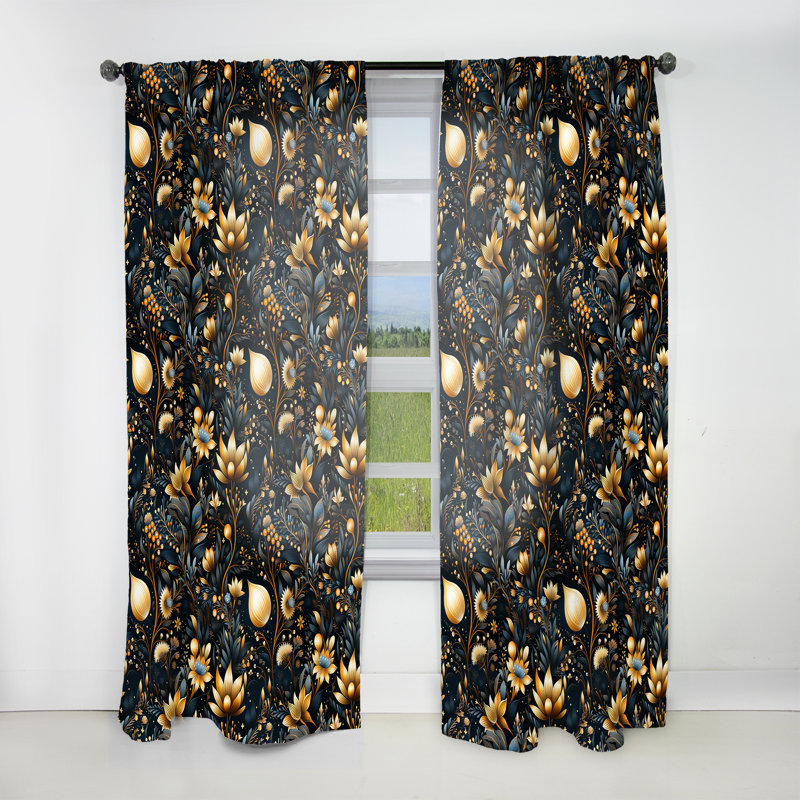 Motif bohème céleste bleu IV - Rideau bohème abstrait - Velours obscurcissant - 1 panneau, L 52 po x L 108 po