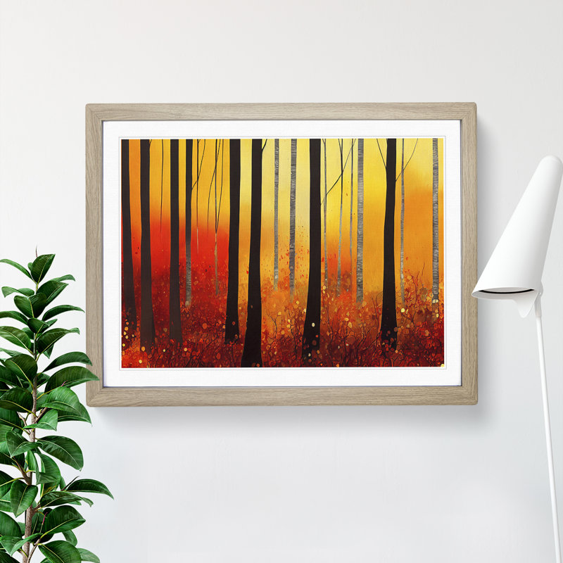 Bright Autumn Forest - Single Picture Frame Print, Oak Framed, 25cm H x 34cm W x 2cm D