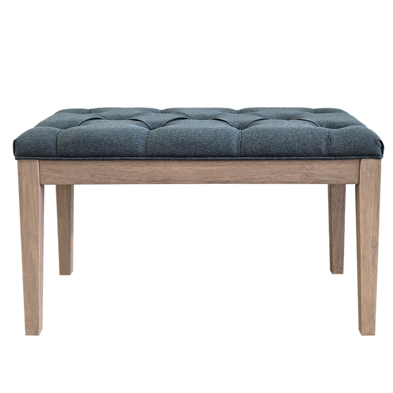 Lux Home Upholstered Bench - French Contemporary Designer Style, Rubber Wood Frame & Premium Linen | Foot Of Bed, Living Room Accent Or Entryway Seat (Grey, 31-1/2"W)