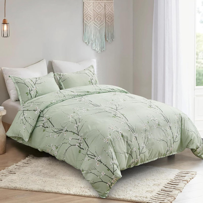Polyester Floral Duvet Cover Set with Pillowcases Included