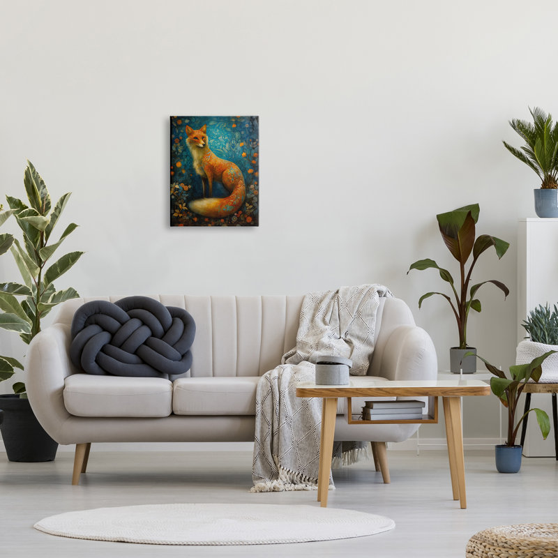 " Patterned Forest Fox " by LSR Design Studio Painting Print, 20" H x 16" W x 1.5" D