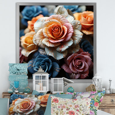 «Rainy Rose Burst Of Rainbow Colors I», reproduction sur toile