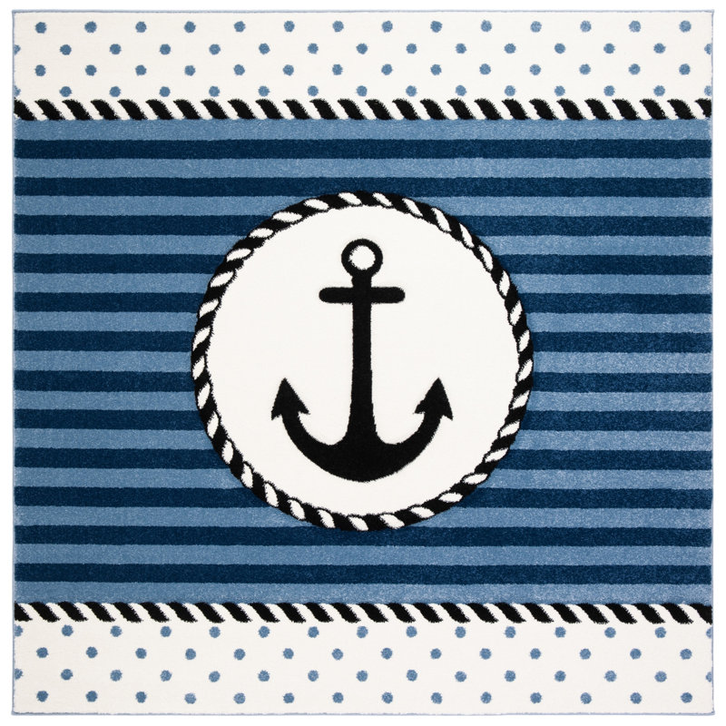 Tapis bleu marine Hickman, Carré 5 pi 3 po