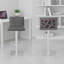 Tabouret de bar pivotant en similicuir gris et noyer gris avec base en acier inoxydable brossé Talyris