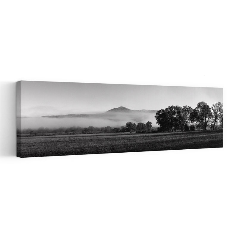 Fog over mountain Cades Cove Great Smoky Mountains National Park Tennessee USA 1 Piece Wrapped Canvas Panoramic Wall Art