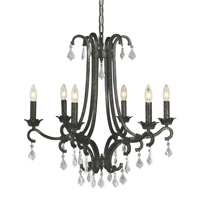 Bella 6 - Light Candle Style Empire Chandelier, Antique Black