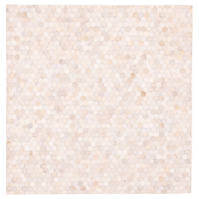 Cowhide Patchwork Ivory Rug 6'0" x 6'0"