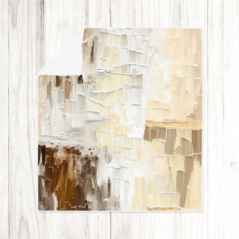 Throw Blanket, 51" W x 60" L, Abstract, Brown/Gray/Tan