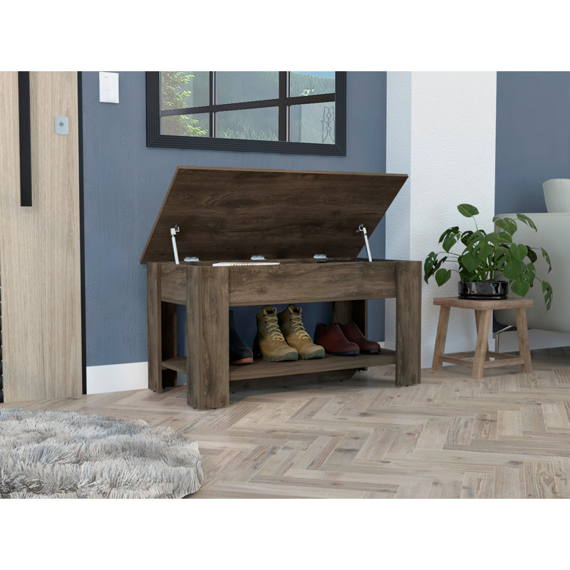 Table de rangement Polgon, tablette de table extensible, tablette inférieure, Marron foncé