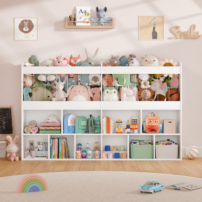 39.4"H Nursery Toy Boxes Organizer,240L Kids Stuffed Animal Storage with 10 Open Cube Bookcase,Kids Bookshelf for Playroom, Kids Room, Nursery, Living by Latitude Run