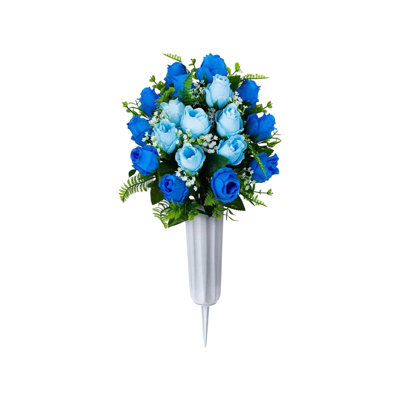 Artificial Flower 1 Bouquet Of Peacock Roses Artificial Flowers For Overseas Cemetery Decoration And Holiday Decorations